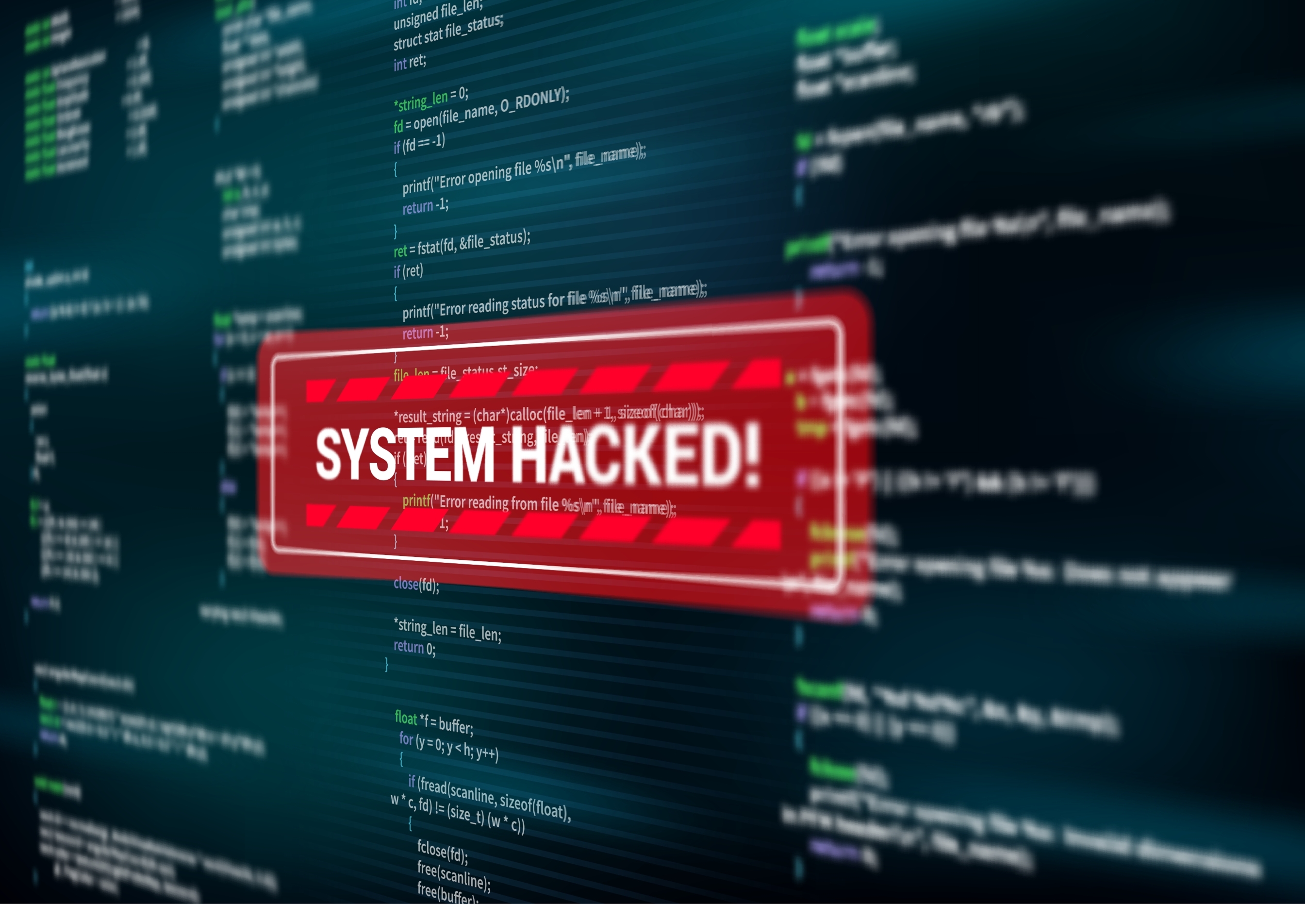 system hacked notification on computer